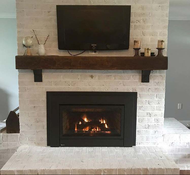 Refacing deals brick fireplace