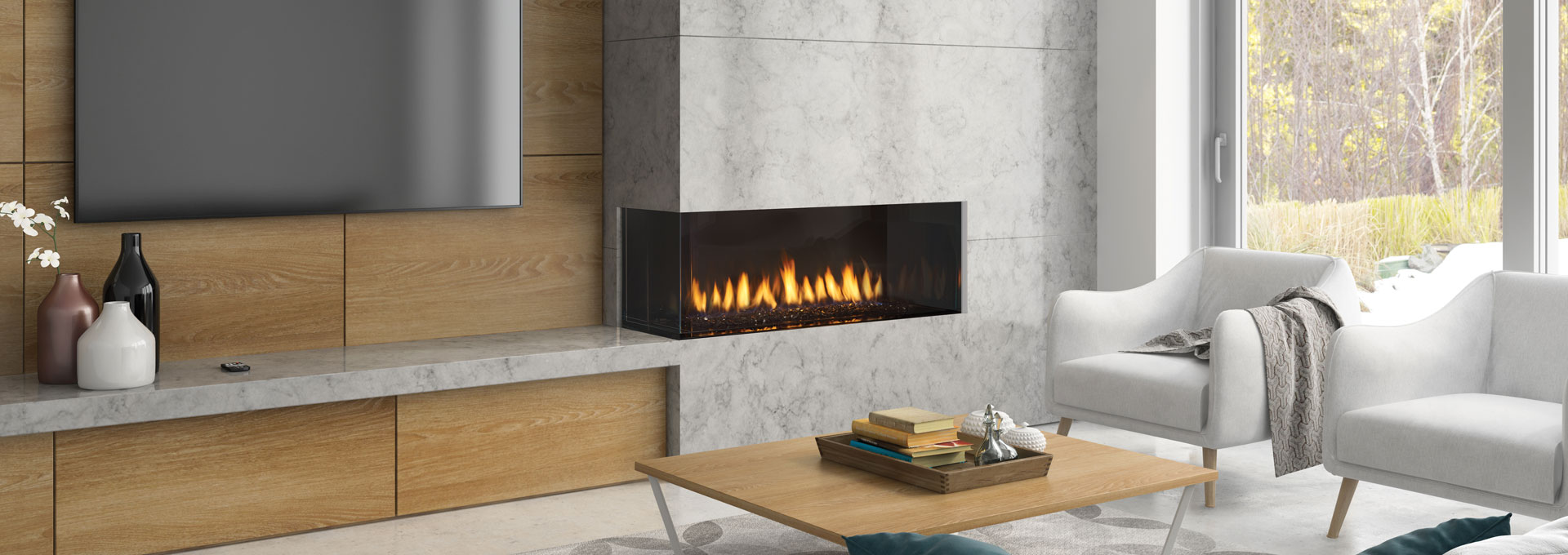 Chicago Corner 40 Modern Corner Gas Fireplace Left Regency